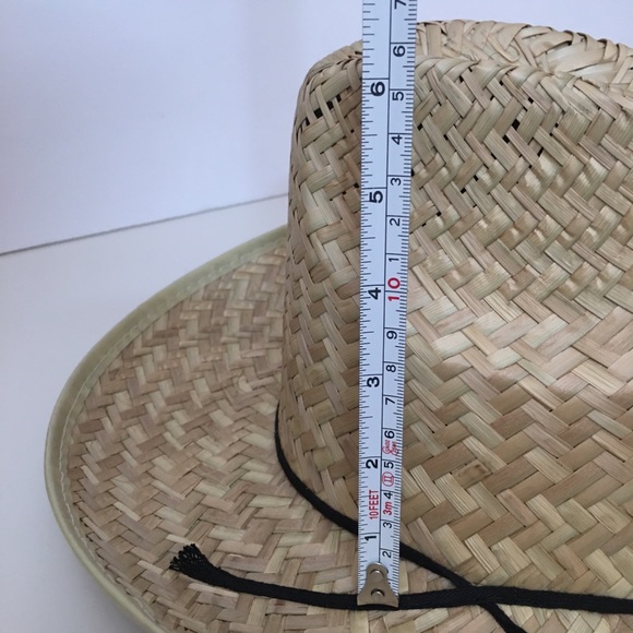 Vintage Natural Straw Woven southwestern Cowboy Hat Coastal Cowgirl - Picture 10 of 13